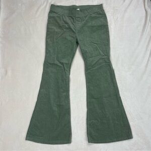 Anrabess Women’s Green corduroy stretch flare pants size 12